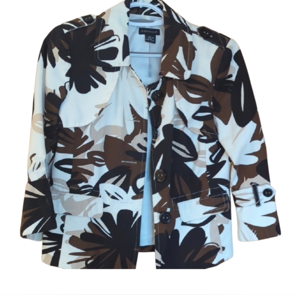 Rafaella Lined Black and Brown Floral Blazer